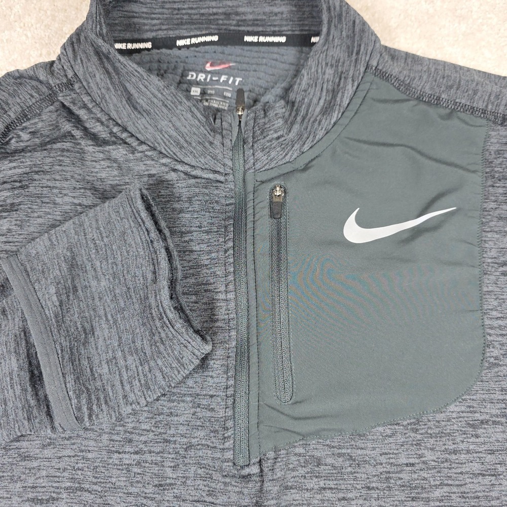 Nike Running Top Mens 2XL Heather Gray Stretch 1/4 Zip Pullover Dri-Fit Athletic